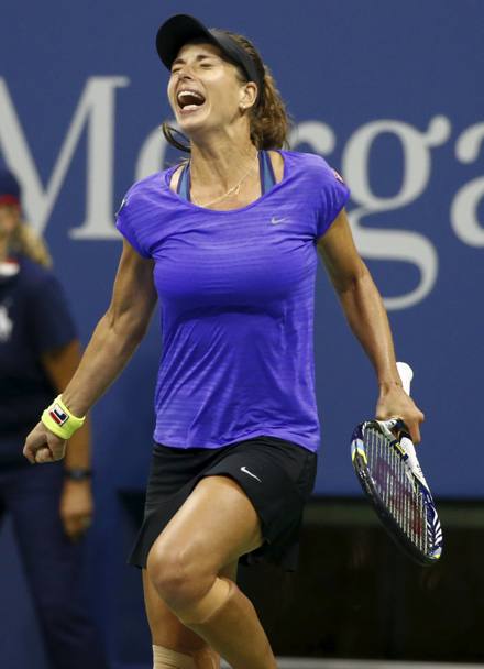 Petra Cetkovska festeggia la sua vittoria contro la danese Carolina Wozniacki. (Reuters)